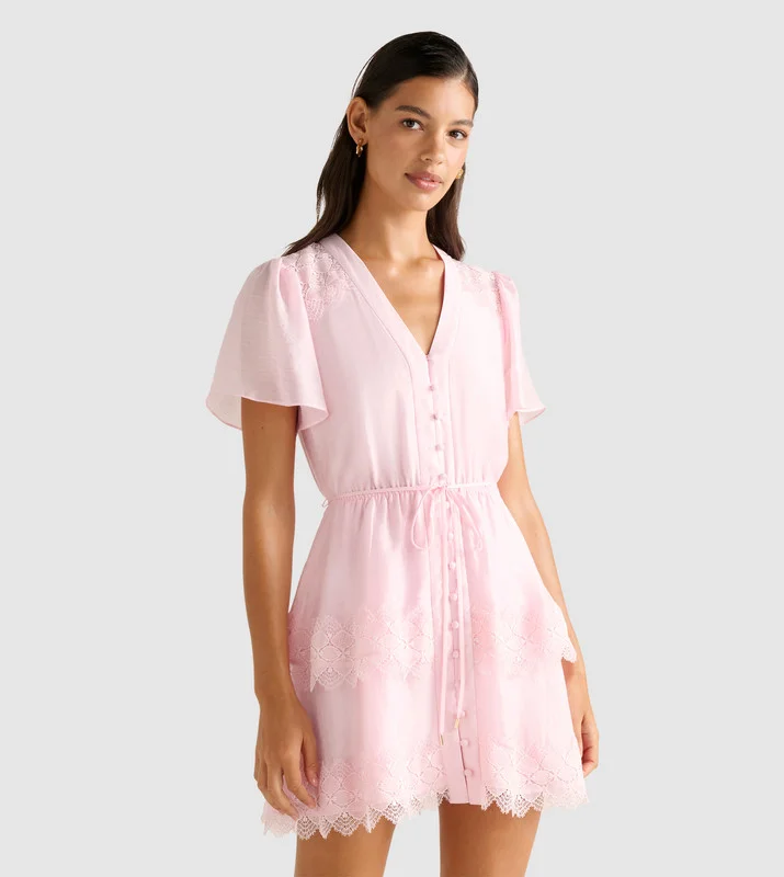 forever new EMMY Lace Trim Mini Dress